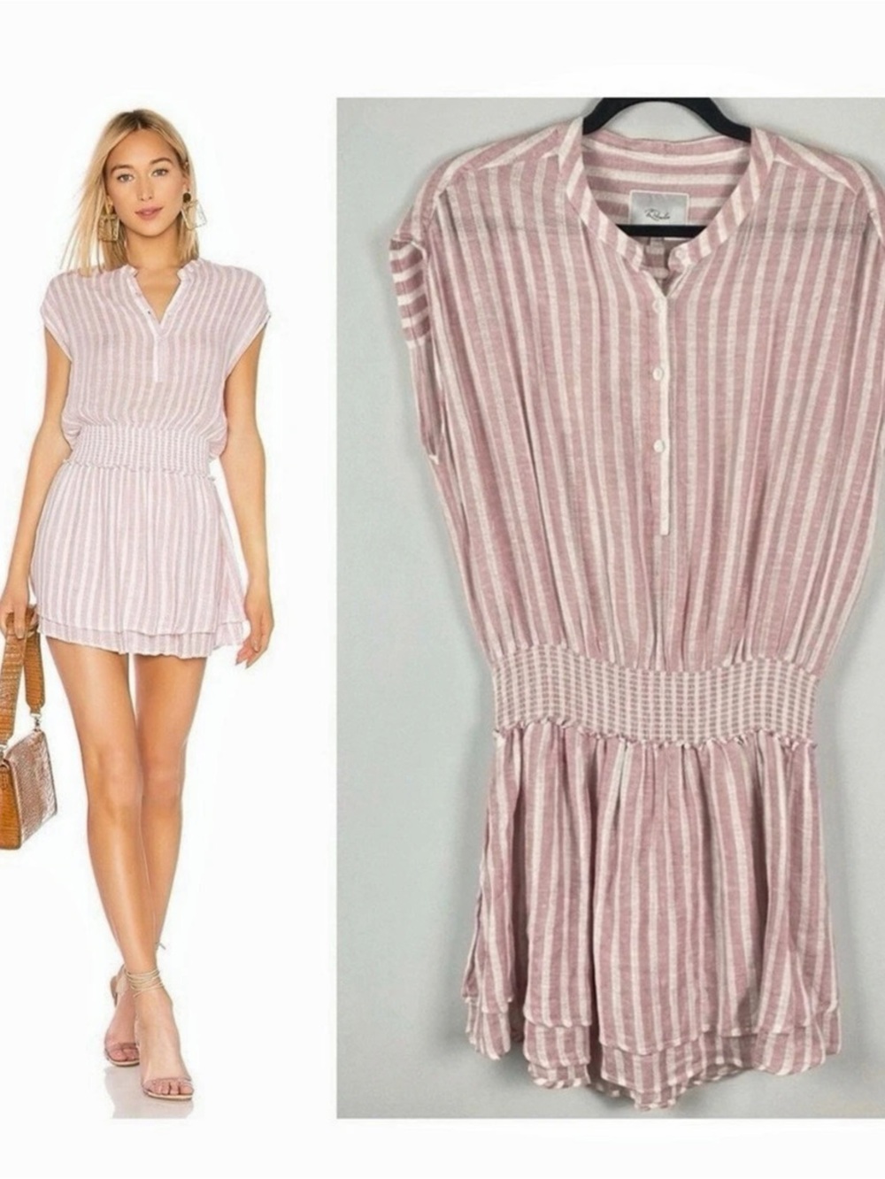 Rails Angelina Dress Rose Stripe Linen Mini Dress XS